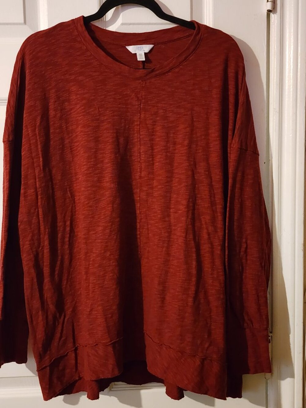 Time and Tru Rust Burnt Orange Long Sleeve Hi-Low Tunic Top XXL (20)